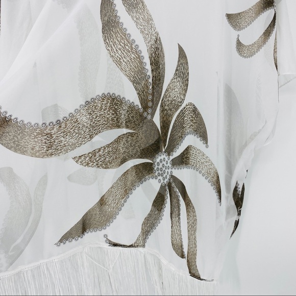 Cruise Club Floral Fringe pullover V-neck Coverup - Picture 6 of 15